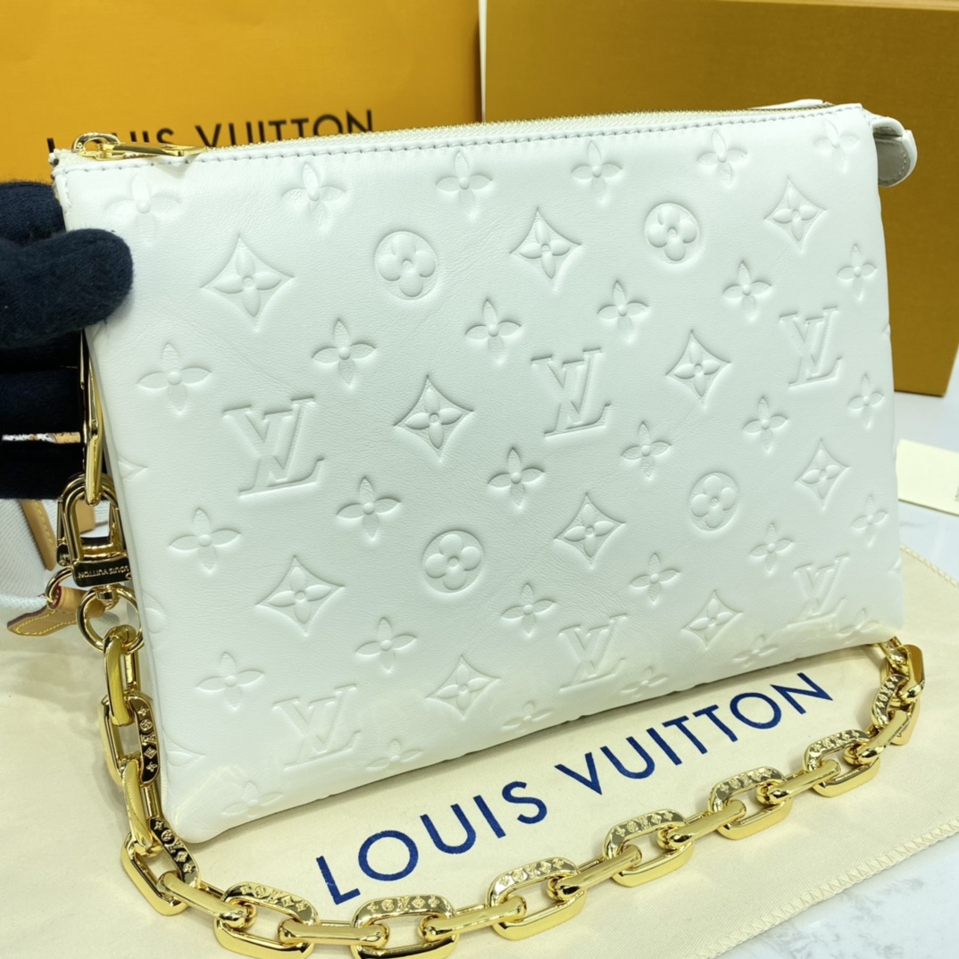 Louis Vuitton COUSSIN PM Handbag Monogram Embossed M57793 Cream